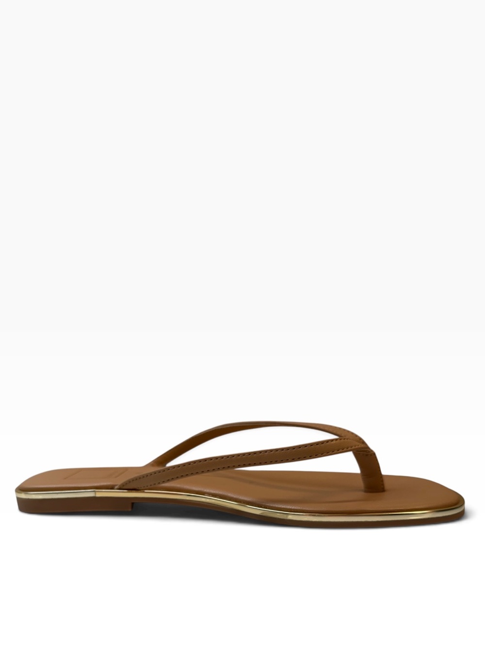 NWOT Dolce Vita Froyo Tan Gold Trim Thong Sandals Size 7 - Picture 3 of 13